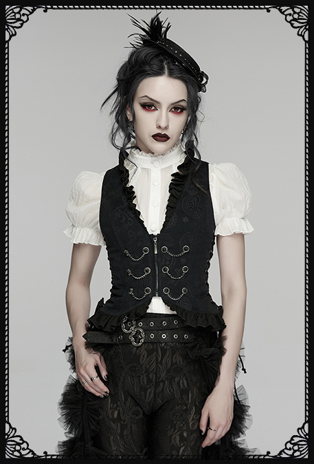 Punk Rave Vexia Chain Black Waistcoat