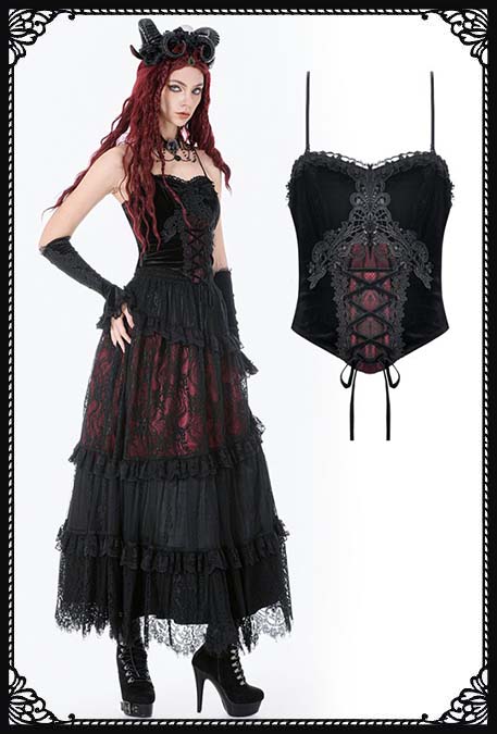 Dark In Love Dara Black & Red Velvet Cami