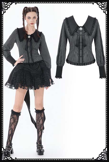 Dark In Love Trina Striped Gothic Lolita Blouse