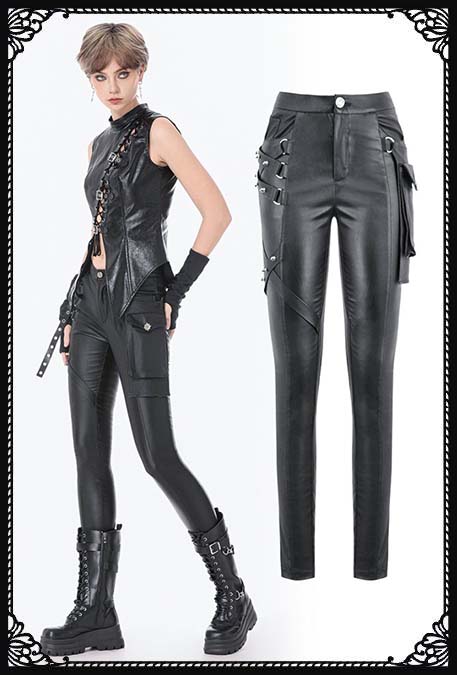 Dark In Love Sinister Skinny Faux Leather Lace Up Pants