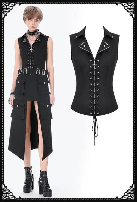 Dark In Love Kira Zip Up Gothic Industrial Top