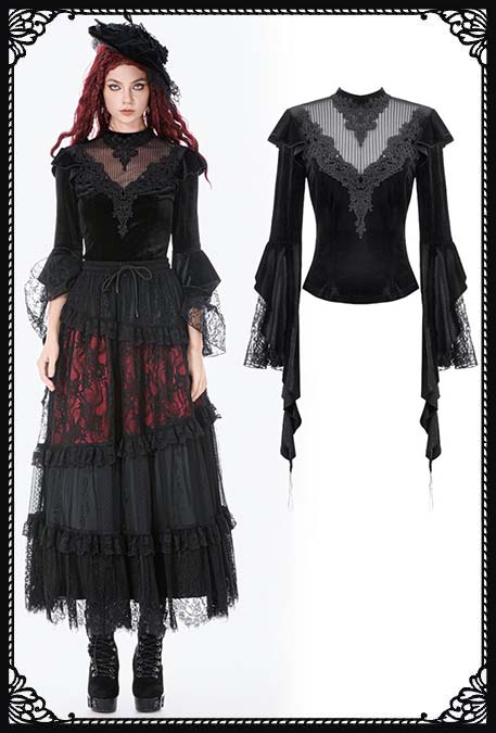 Dark In Love Bewitching Gothic Bell Sleeve Top