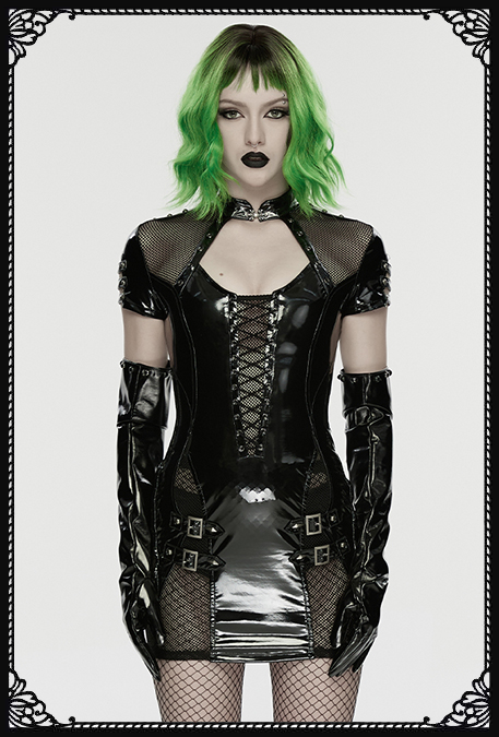 Punk Rave Doomed Future PVC Cut-Out Fetish Dress