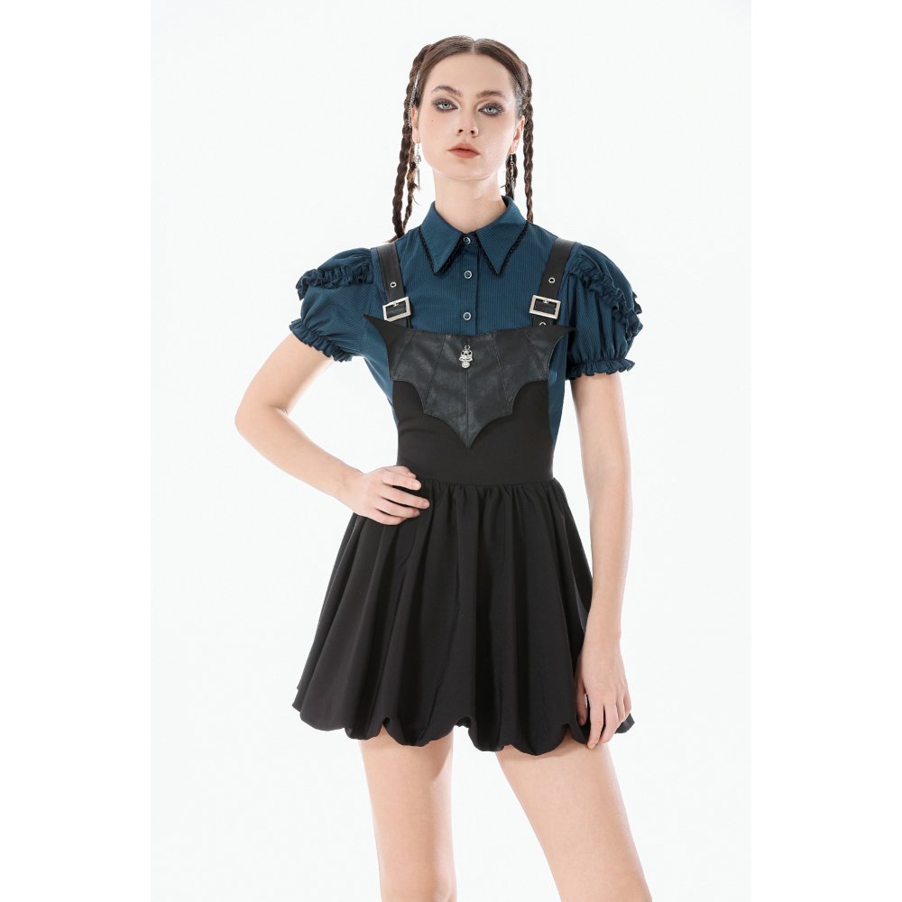 Dark In Love Tilly Bat Blue Gothic Blouse