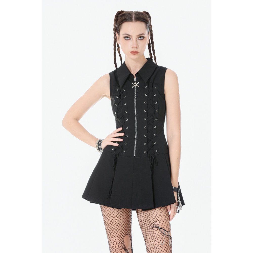 Dark In Love Sid Zip Up Skull Skater Dress