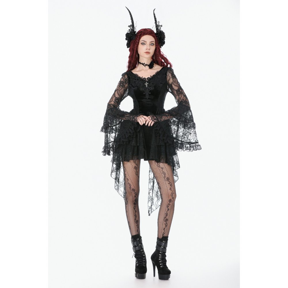 Dark In Love Amarantha Lace Frill Bell Sleeve Gothic Dress
