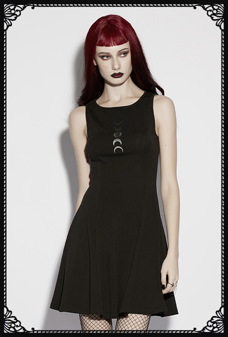Punk Rave Eclipse Moon Black Dress