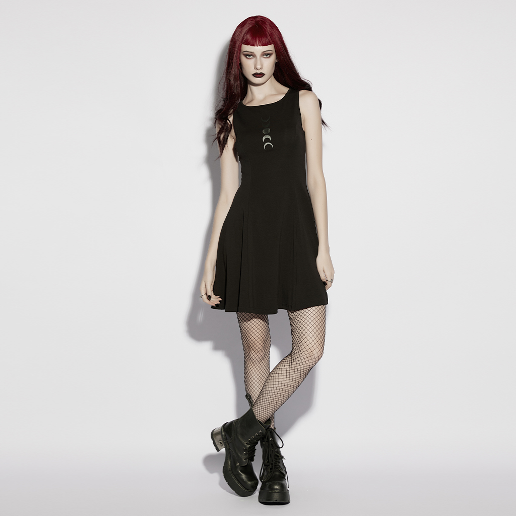 Punk Rave Eclipse Moon Black Dress