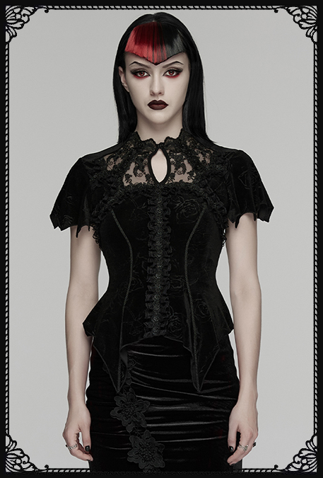 Punk Rave Necromancer Black Lace Gothic Blouse