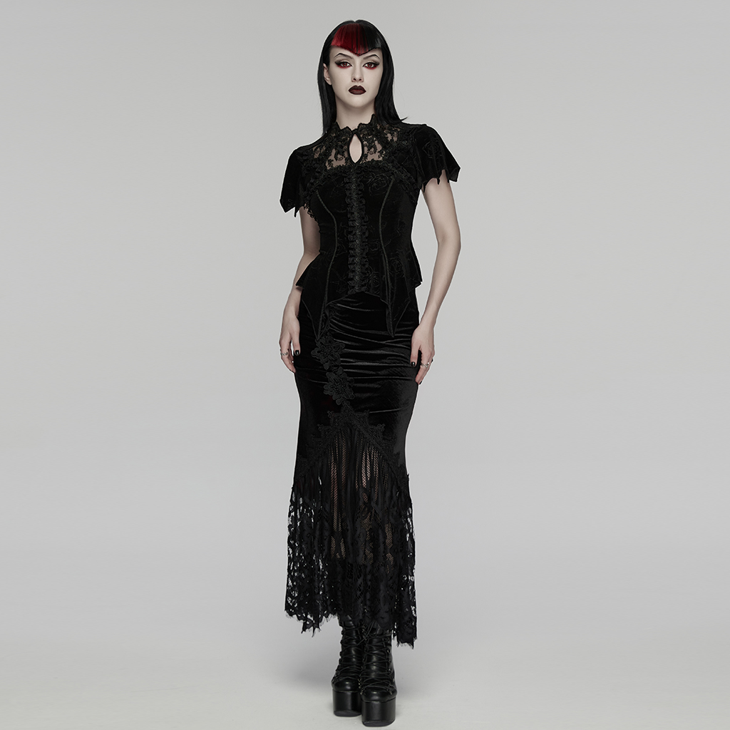Punk Rave Necromancer Black Lace Gothic Blouse