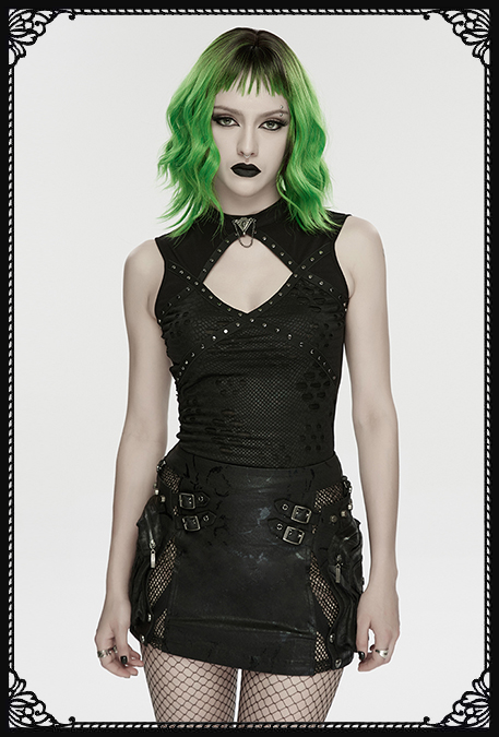 Punk Rave  Viper High Neck Black Top