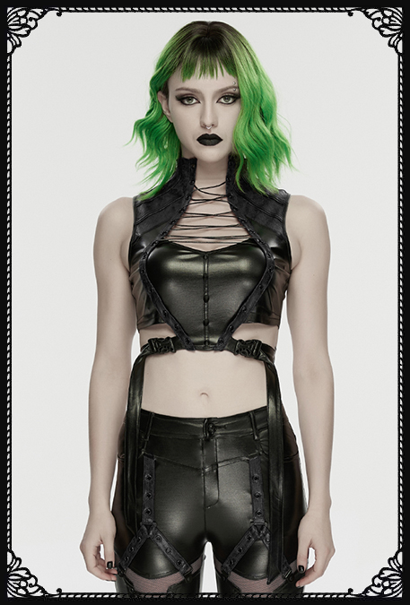 Punk Rave Wicked PU Black Crop Top