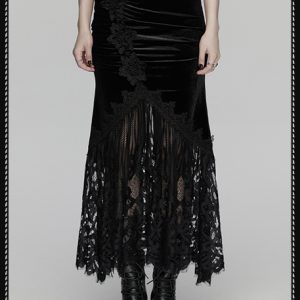 Punk Rave Spectral Long Black Gothic Skirt