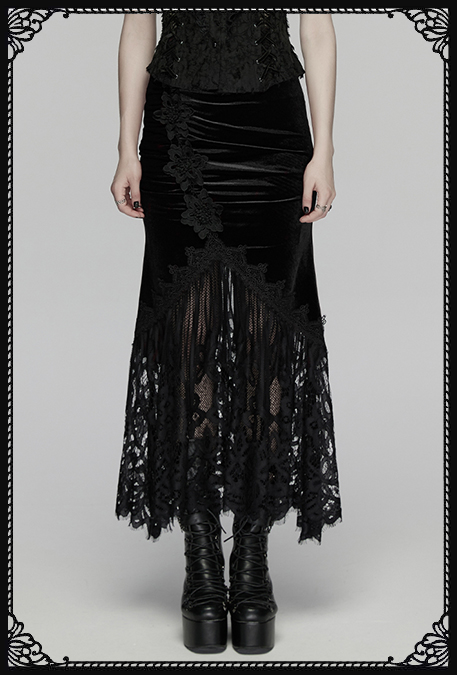 Punk Rave Spectral Long Black Gothic Skirt