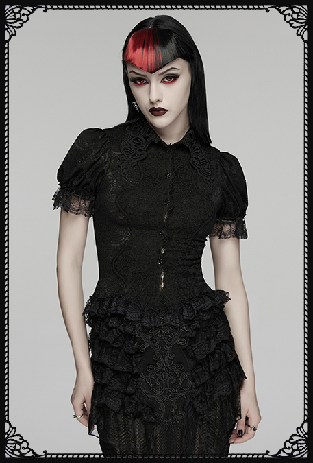 Punk Rave  Gothic Desire Black Lace Blouse