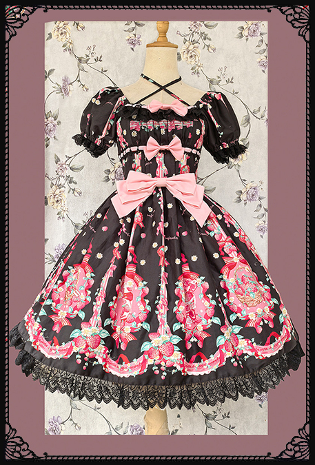 Infanta Strawberry Maid Black Lolita Dress