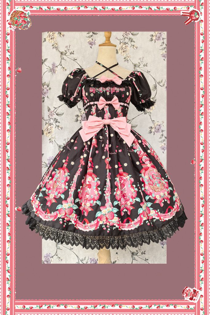 Infanta Strawberry Maid Black Lolita Dress