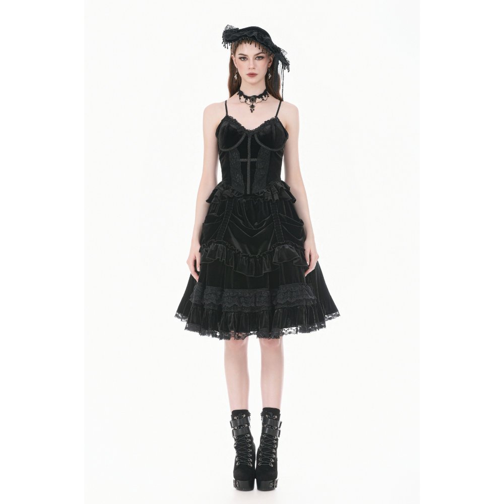 Dark In Love Belvadora Black Velvet Bustier Top