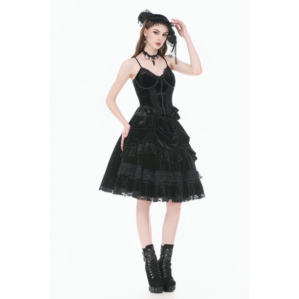 Dark In Love Gwendolyn Velvet Ruffle Skirt