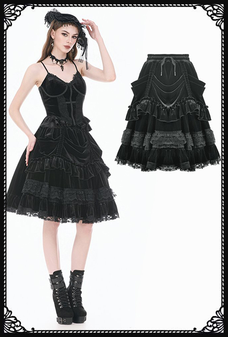 Dark In Love Gwendolyn Velvet Ruffle Skirt