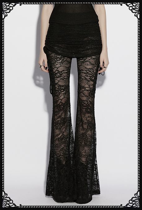 Punk Rave Domonia Lace Flare Gothic Pants