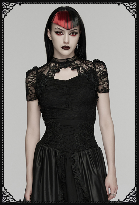 Punk Rave Rose Cut Out Gothic Top