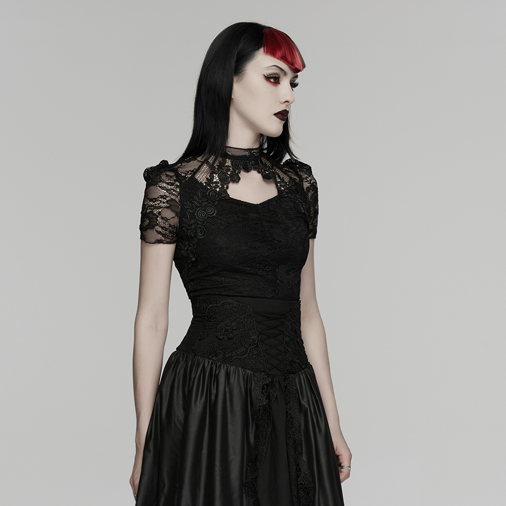 Punk Rave Rose Cut Out Gothic Top