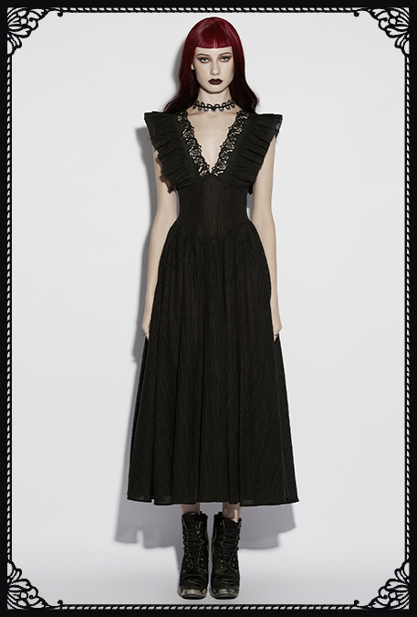 Punk Rave Raya Butterfly Ruffle Shoulder Maxi Dress