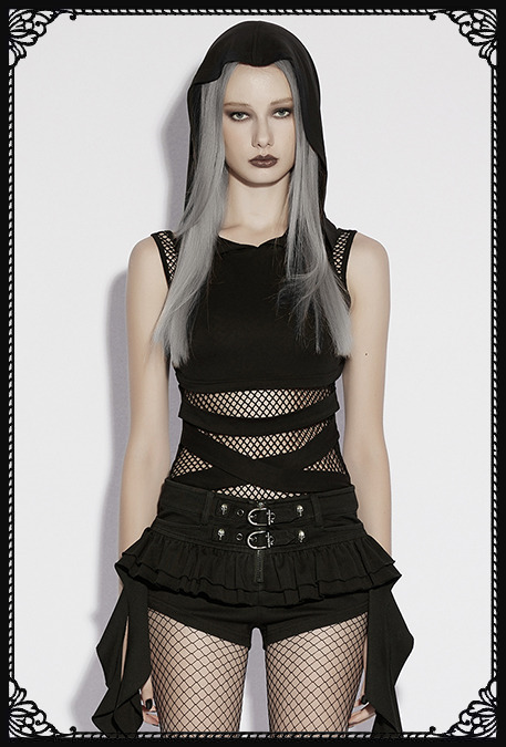 Punk Rave Saraya Hoodie Fishnet Gothic Top