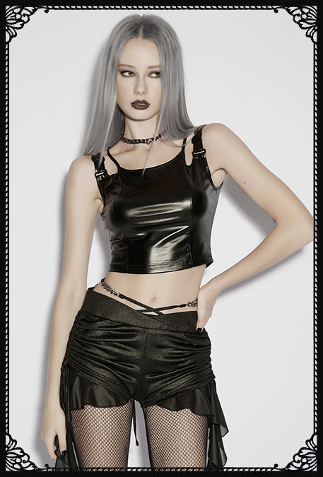 Punk Rave Hex Club Faux Leather Gothic Crop Top