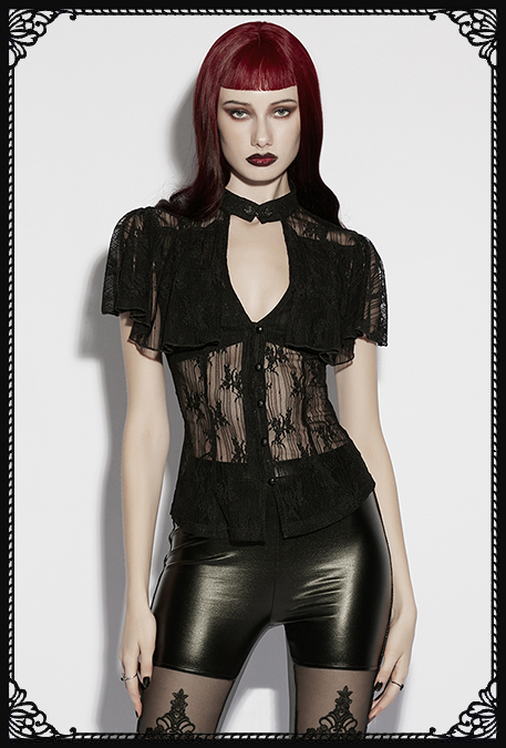 Punk Rave Feline Cut Out Lace Gothic Top