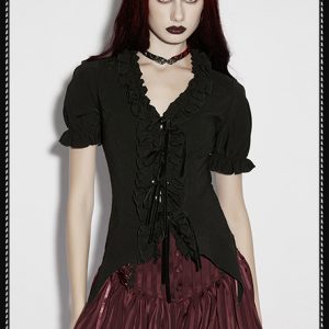 Punk Rave Felicia Button Front Gothic Top
