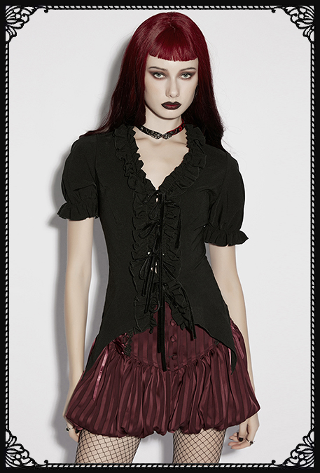 Punk Rave Felicia Button Front Gothic Top