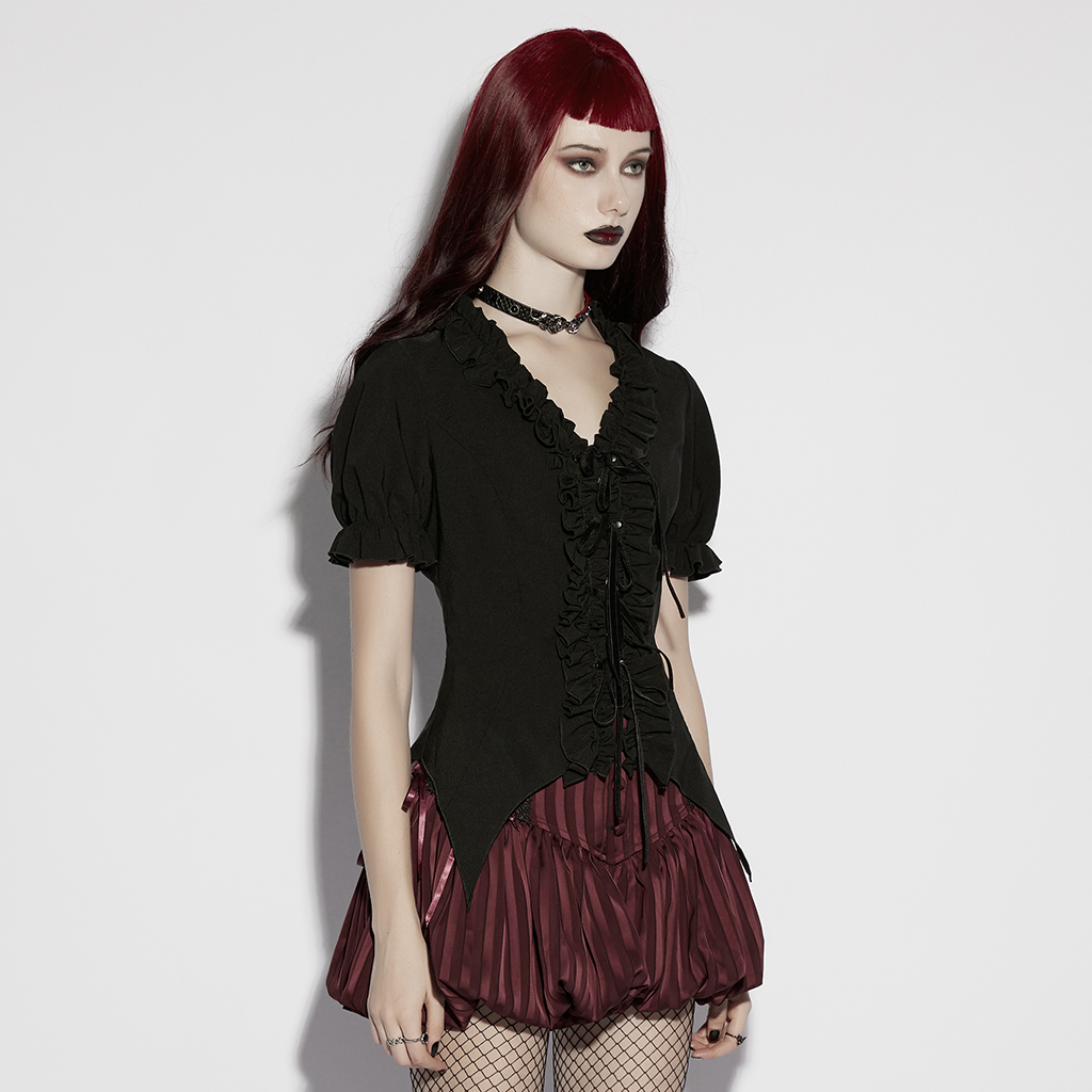 Punk Rave Felicia Button Front Gothic Top
