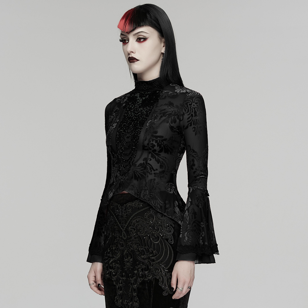 Punk Rave Chain n Pain Gothic Bell Sleeves Top