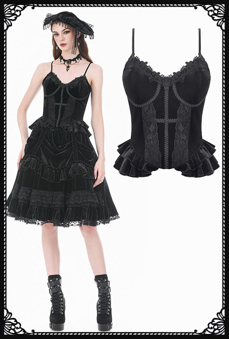 Dark In Love Belvadora Black Velvet Bustier Top